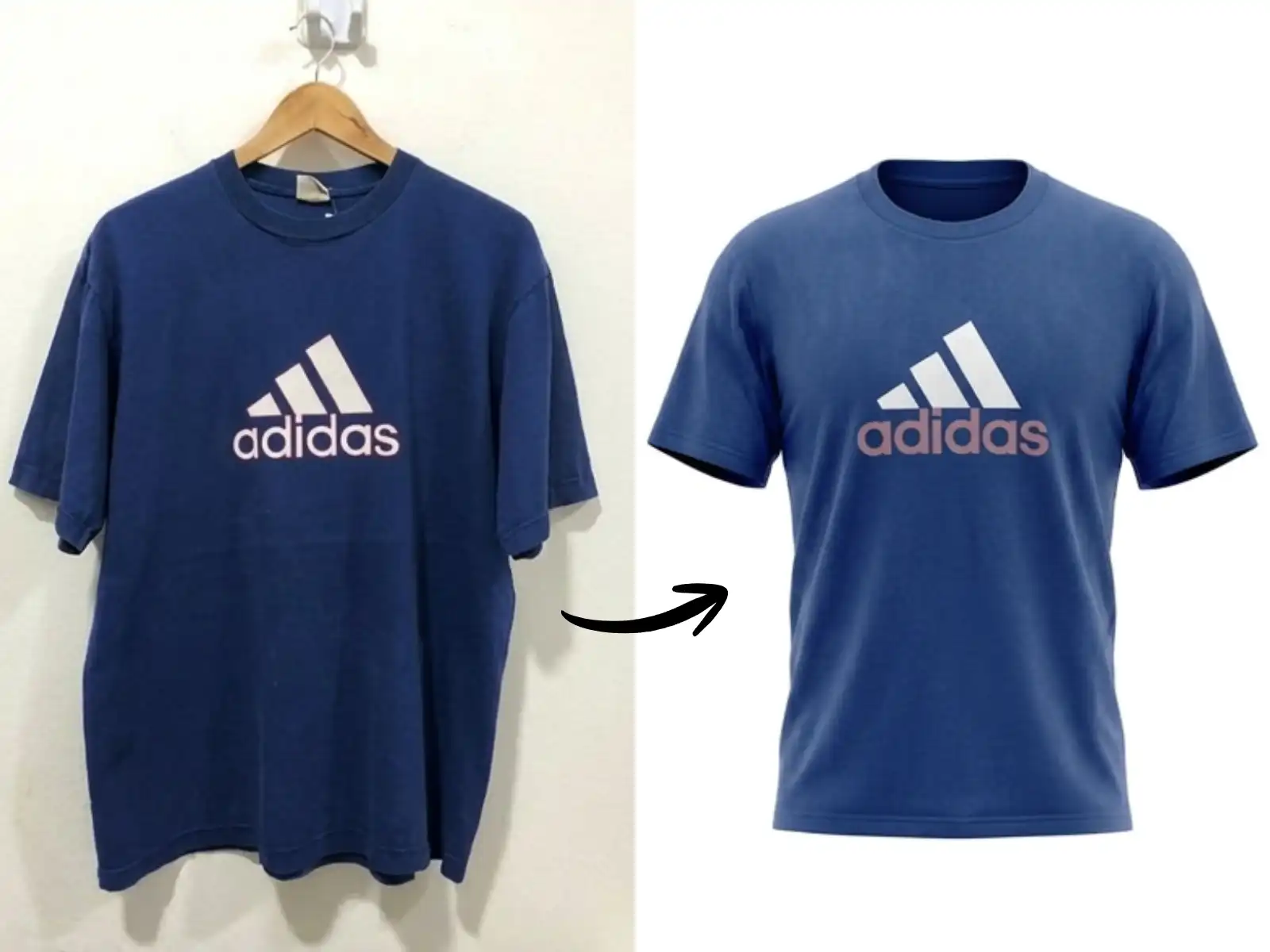 Blue T-shirt ghost mannequin transformation