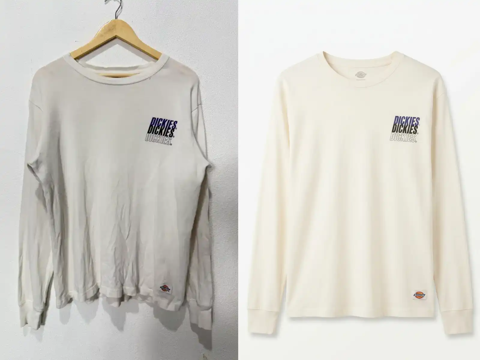 Before and after Smart Retouch on a Dickies shirt