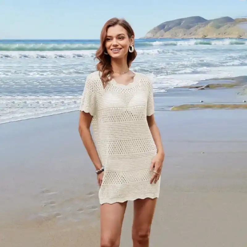 Supplier stock photo with a random beach model — doesn't represent your brand