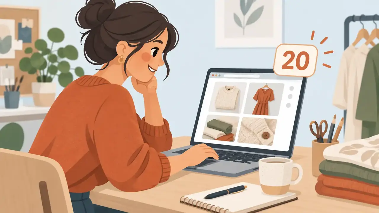 Clothing seller reviewing an Etsy product photo gallery