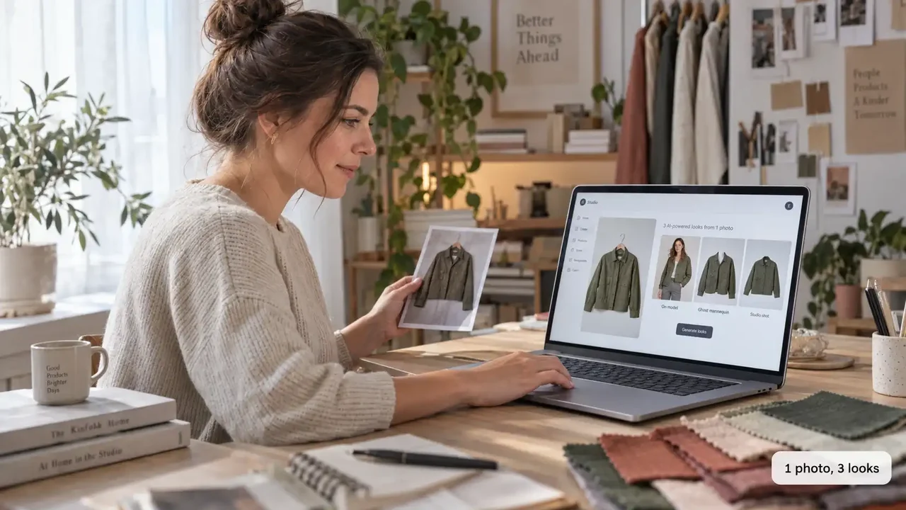 Clothing brand owner turning one garment photo into AI fashion images